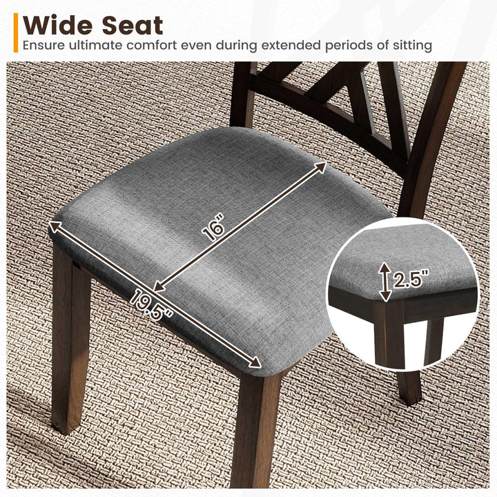 Giantex Linen Fabric Upholstered Wooden Dining Chair Set of 2/4 with Rubber Wood Frame for Dining Room