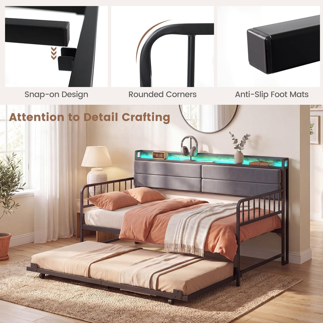 Giantex Daybed with Trundle Twin Bed Frame