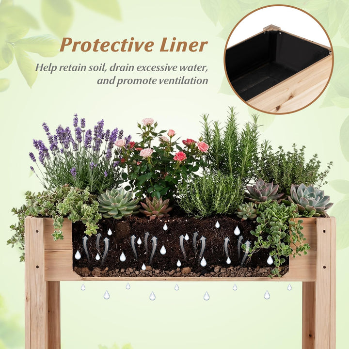 Giantex Wood Raised Garden Bed w/Lower Shelf