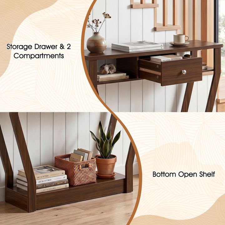GIANTEX 43" Modern Console Table with Drawer &amp; Storage Shelf