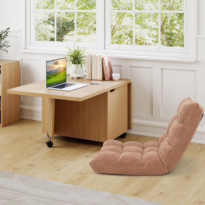 Giantex Folding Coffee Table 48 Inch Drop Leaf Extendable Center Table with Storage Cabinet &amp; Wheels
