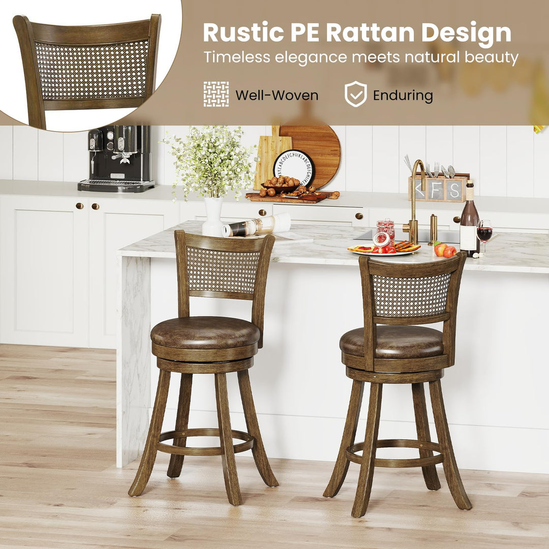 Giantex 25" Swivel Bar Stools Set of 2/4 with Footrest &amp; Rubber Wood Frame
