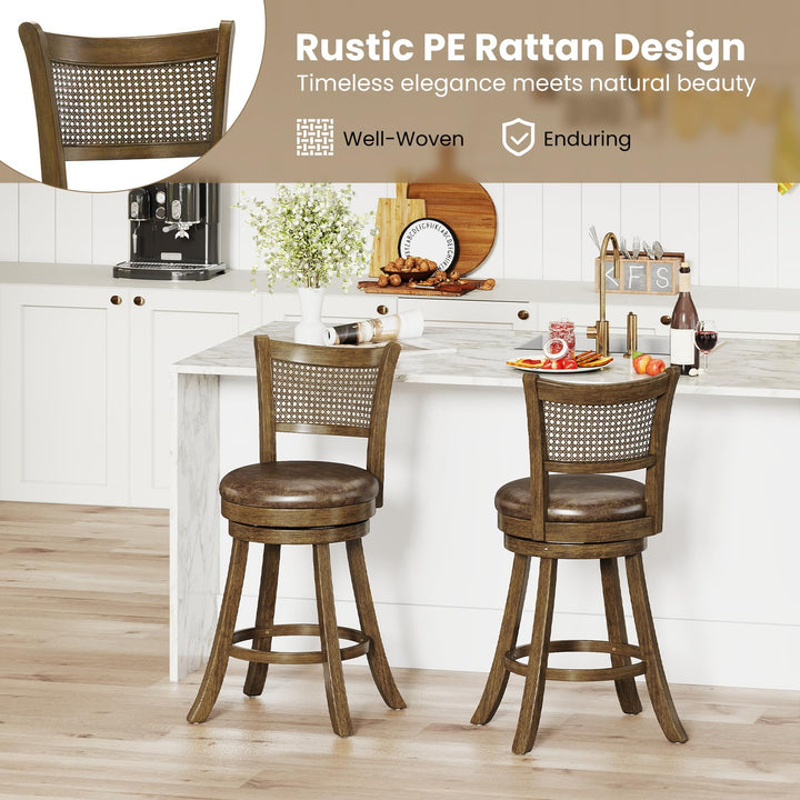 Giantex 25" Swivel Bar Stools Set of 2/4 with Footrest &amp; Rubber Wood Frame