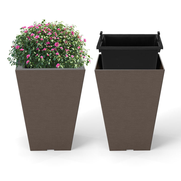 Giantex Self-Watering Flower Pots withith Removable Inner Bucket &amp; Drainage Holes