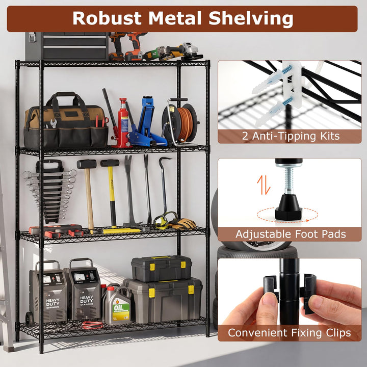 Giantex 4-Tier Metal Storage Shelving Unit with V-Shaped Wire Rack