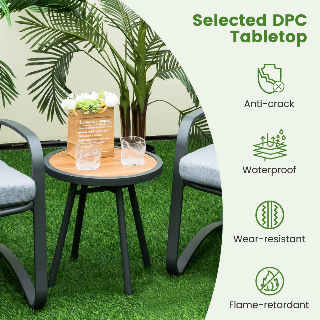 Giantex 3 Pcs Patio Bistro Set, Set of 2 Porch Chairs with Cushion &amp; Lumbar Pillow (Gray)