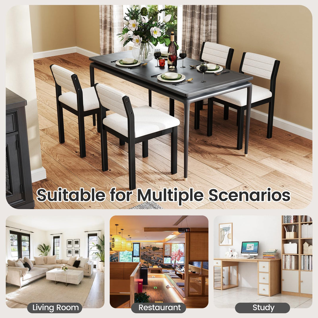 Giantex Sherpa Kitchen Chairs with Wood Frame &amp; Padded Seat
