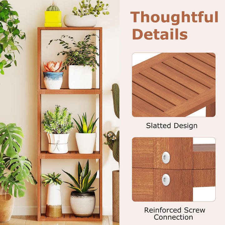 Giantex 3/6 Cube Bookcase Solid Wood Stacking Storage Organizers w/Open Slatted Design