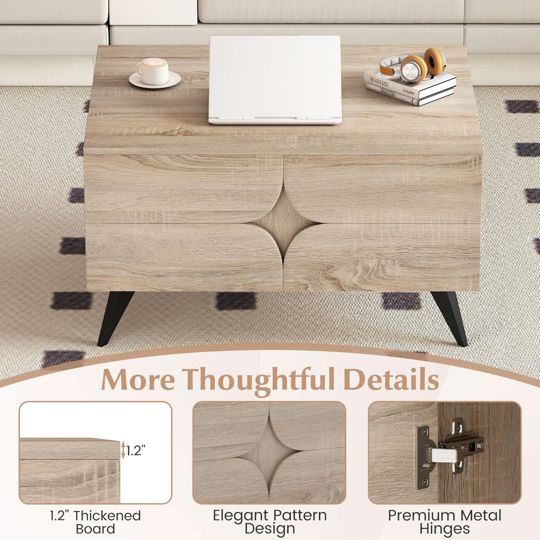 Giantex Farmhouse Accent Modern Coffee Table with Storage for Living Room Bedroom