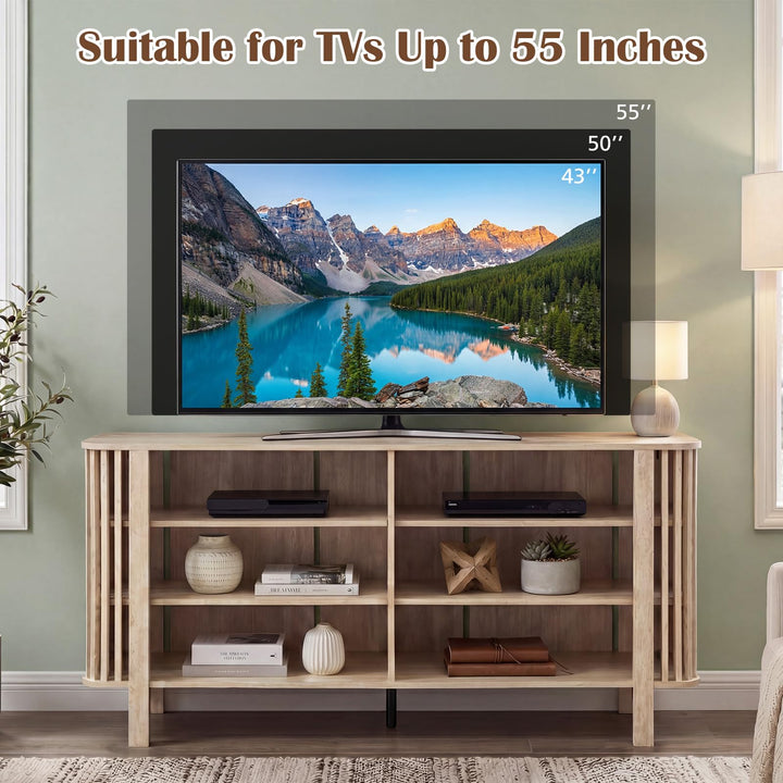 Giantex 59" TV Stand for TVs Up to 55 Inches | Modern Entertainment Center with Adjustable Shelves