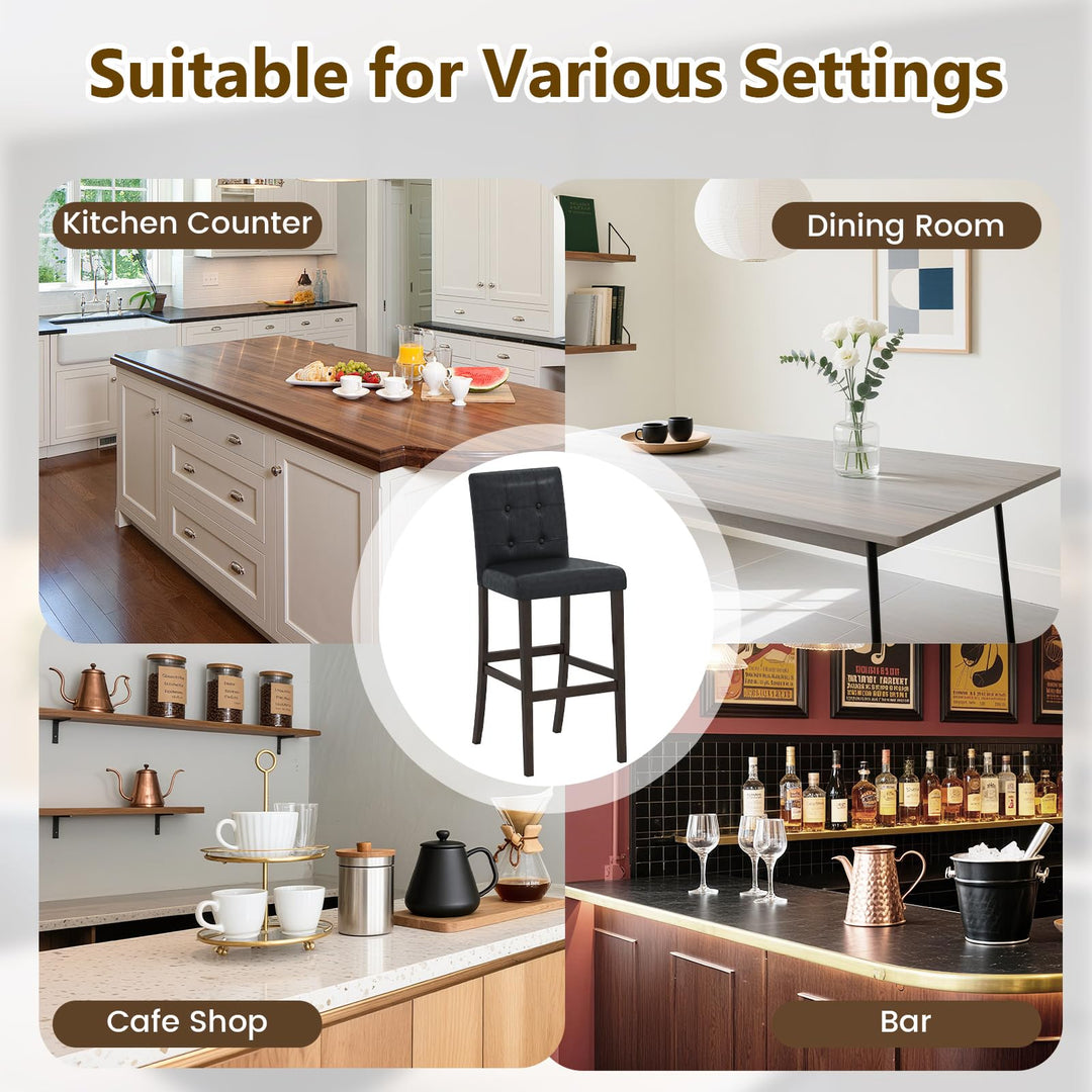 Giantex Bar Stools Set of 2/4 with Button Tufted Back