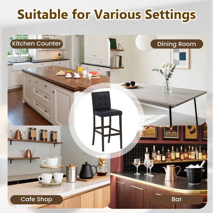Giantex Bar Stools Set of 2/4 with Button Tufted Back