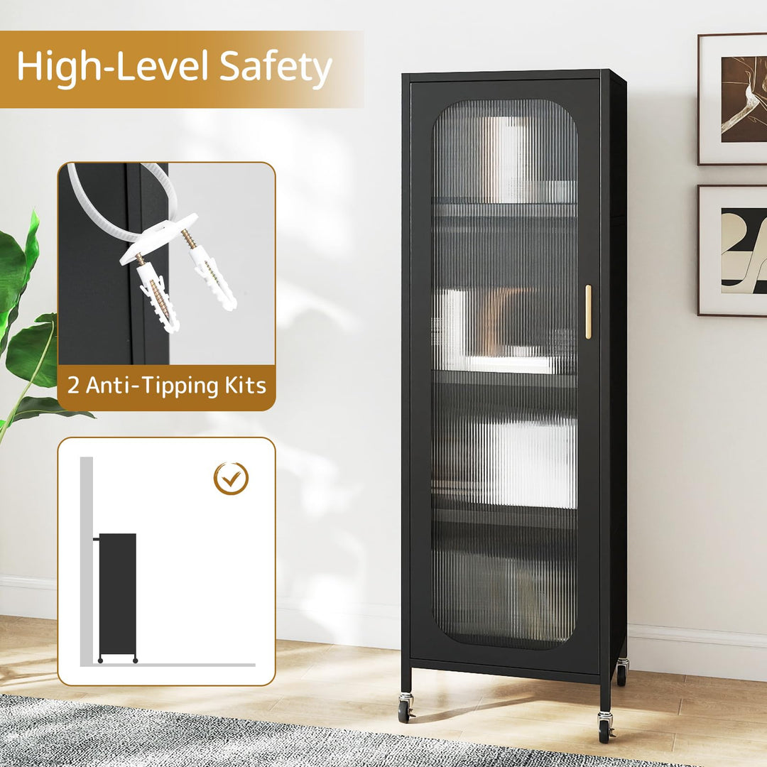 Giantex 5-Tier Mobile Storage Cabinet Tall Narrow Metal Kitchen Pantry