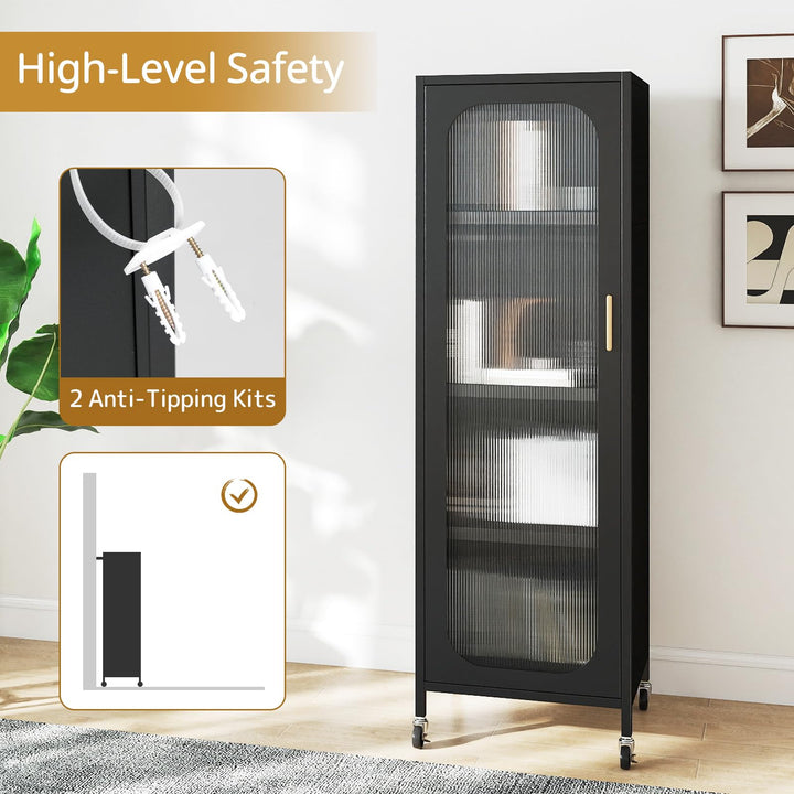 Giantex 5-Tier Mobile Storage Cabinet Tall Narrow Metal Kitchen Pantry