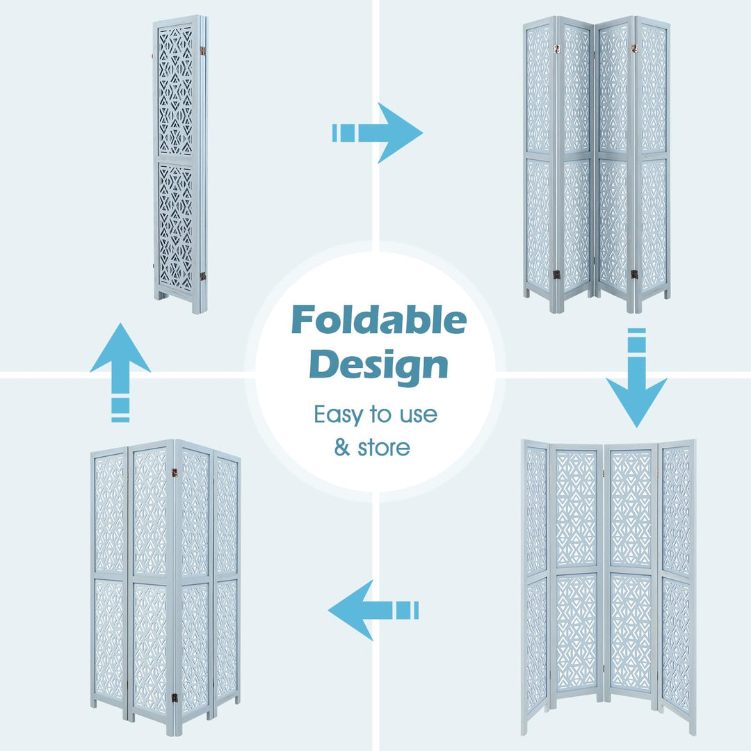 Giantex Room Divider 4/6 Panels - Boho Room Dividers with Carved Cutout Pattern &amp; Solid Wood Frame, Fully Assembled
