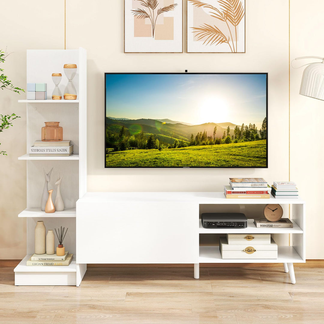 Giantex Book Shelf TV Stand L-Shaped Entertainment Center with Storage &amp; Adjustable Shelf