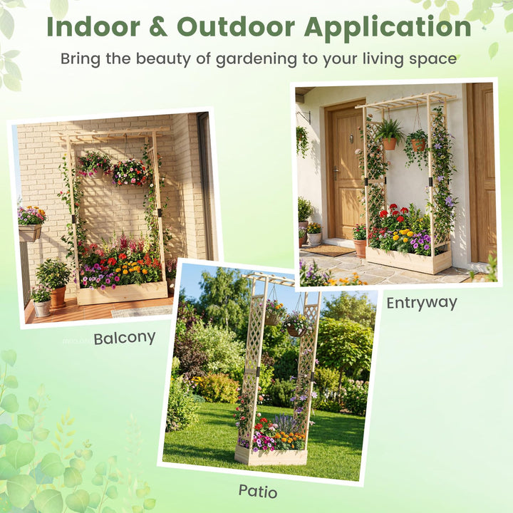 Giantex Wooden Raised Garden Bed with Trellis &amp; Hanging Roof