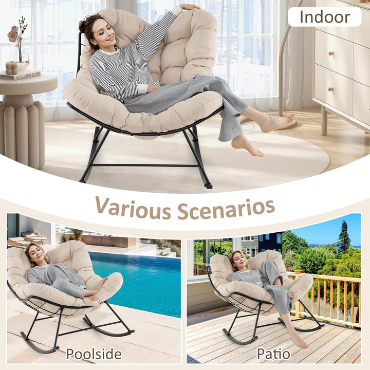 Giantex Indoor Oversized Egg Papasan Chair with Padded Cushion