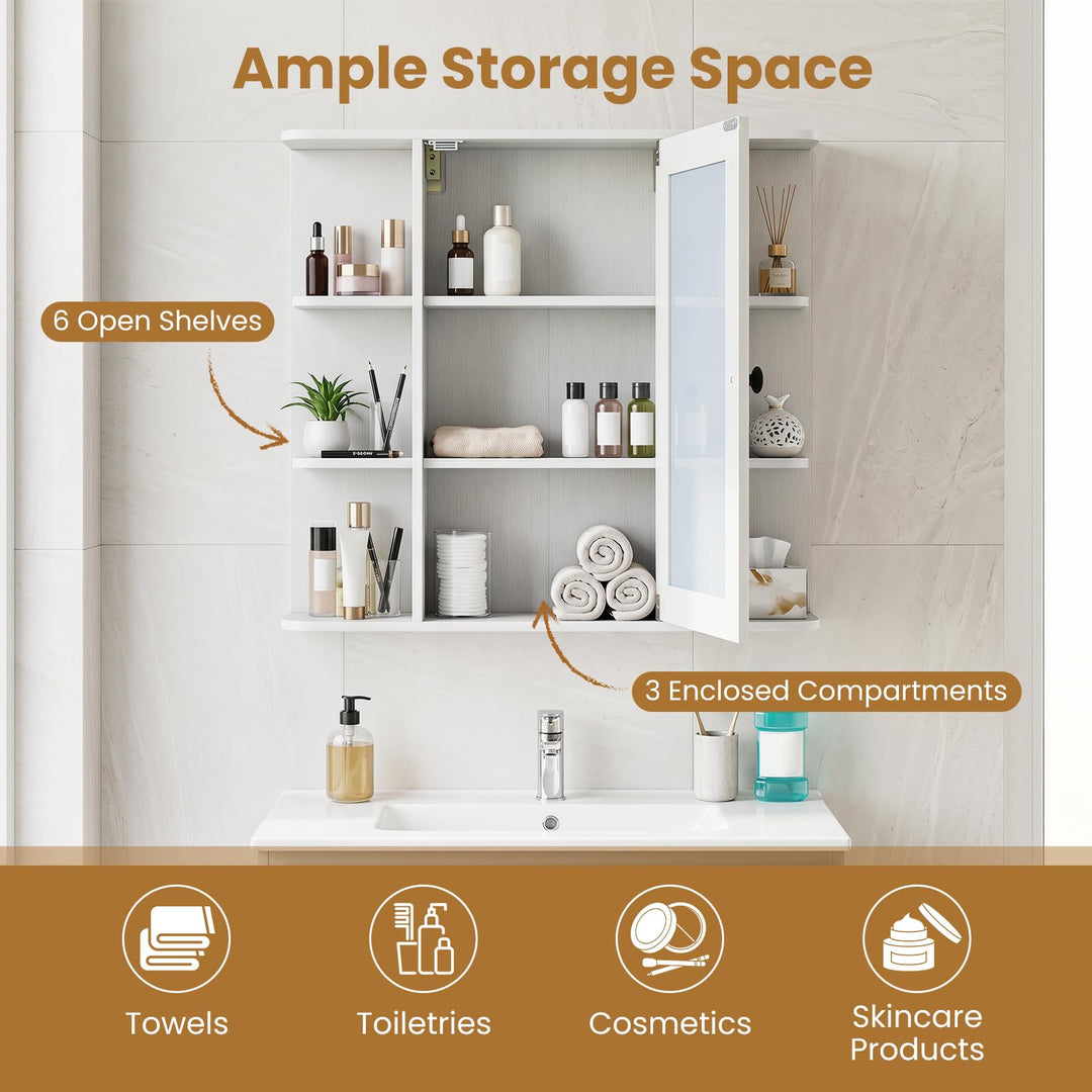 GIANTEX Wall Mounted Bathroom Medicine Cabinet with Mirror &amp; Shelves