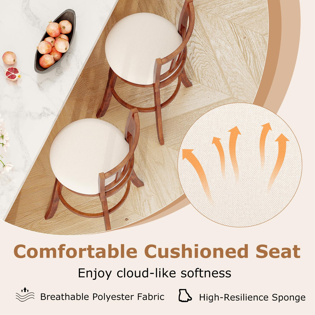 Giantex 30.5" Swivel Bar Stools Set of 2/4 with Rubber Wood Legs &amp; Footrest &amp; Upholstered Seat