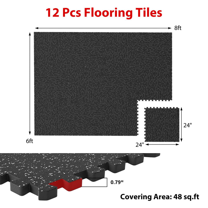 Giantex 12/24 Pack Interlocking Rubber Gym Floor Mats 0.79" Thick 24" x24" Puzzle Tiles