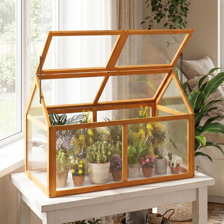 Giantex Portable Raised Flower Planter Protection with Transparent Panels &amp; Adjustable Roof