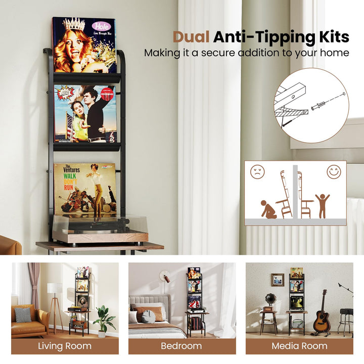 Giantex Record Player Stand with Vinyl Storage