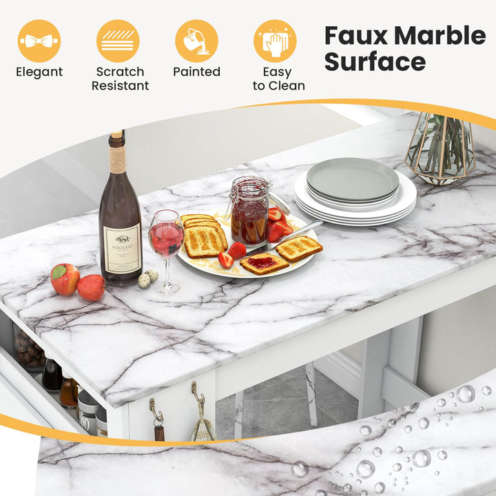 Giantex Bar Table, 47” Counter Height Dining Table with 7 Hanging Hooks, Compartment, Cabinet &amp; Adjustable Shelf