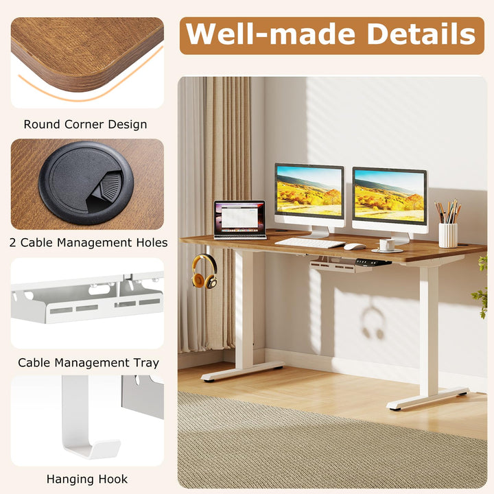 Giantex Electric Dual Motor Standing Desk | 55" x 28" Height Adjustable Sit Stand Computer Workstation w/3 Memory Height