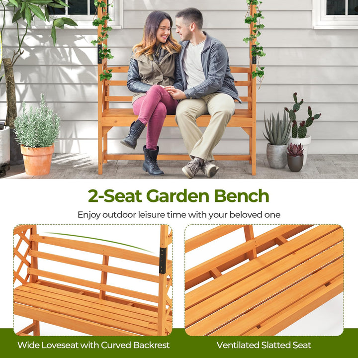 Giantex Garden Arch Trellis with Bench - 63&