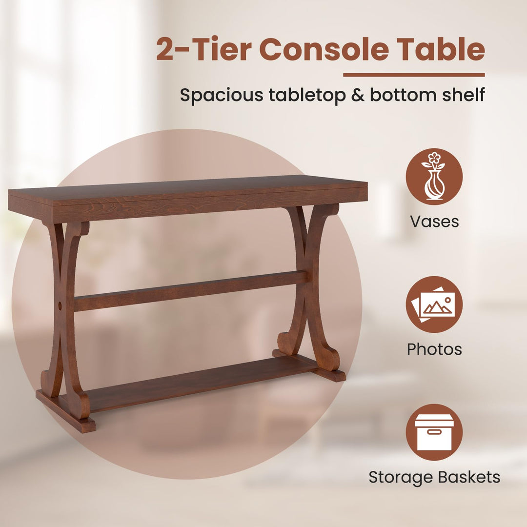 Giantex 52" Narrow Console Table with Storage Shelf &amp; Anti-Tip Kit for Entryway Living Room