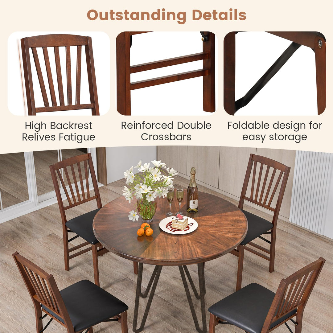 Giantex Folding Dining Chairs Set | Foldable Wood Kitchen Chairs with Padded Seat (2/4)
