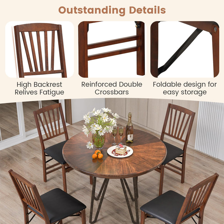 Giantex Folding Dining Chairs Set | Foldable Wood Kitchen Chairs with Padded Seat (2/4)