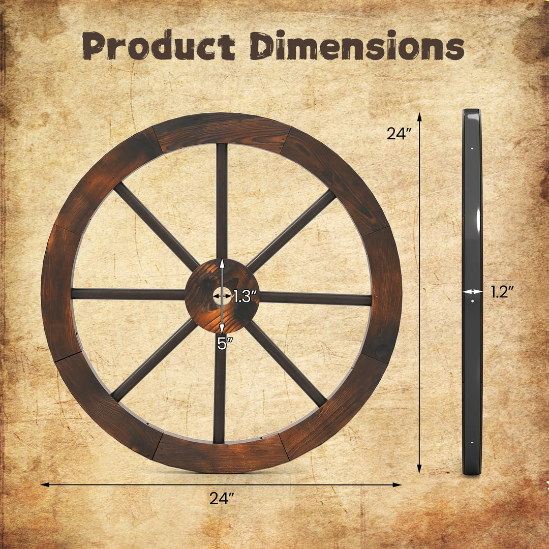 Giantex 24-Inch Wagon Wheels 2/4 Pieces Carbonized Solid Fir Wood