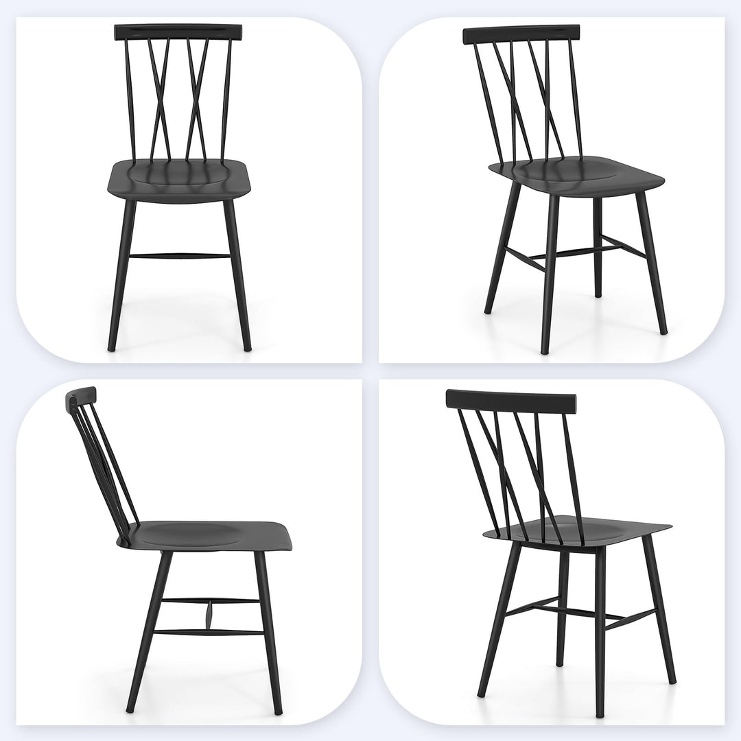 Giantex Metal Dining Chairs Set, Farmhouse Kitchen Chairs w/High Cross Backrest &amp; Curved Seat