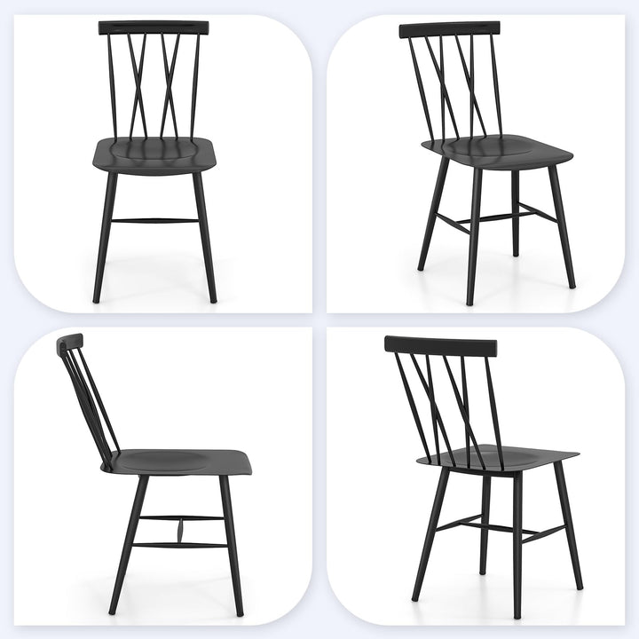 Giantex Metal Dining Chairs Set, Farmhouse Kitchen Chairs w/High Cross Backrest &amp; Curved Seat