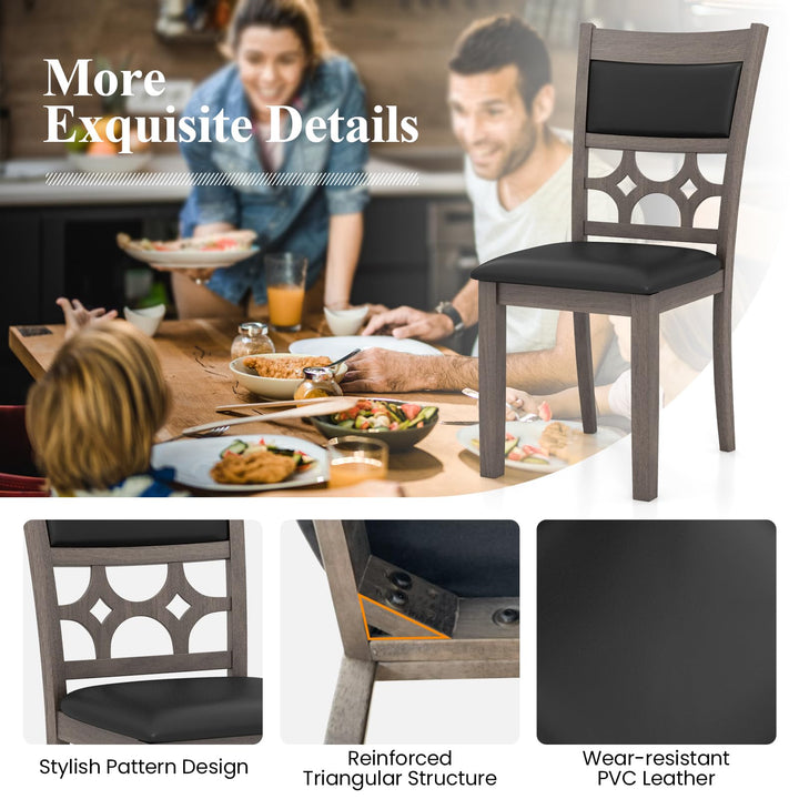 Giantex Wooden Dining Chairs, Farmhouse Armless Kitchen Chairs w/Padded Backrest &amp; Seat