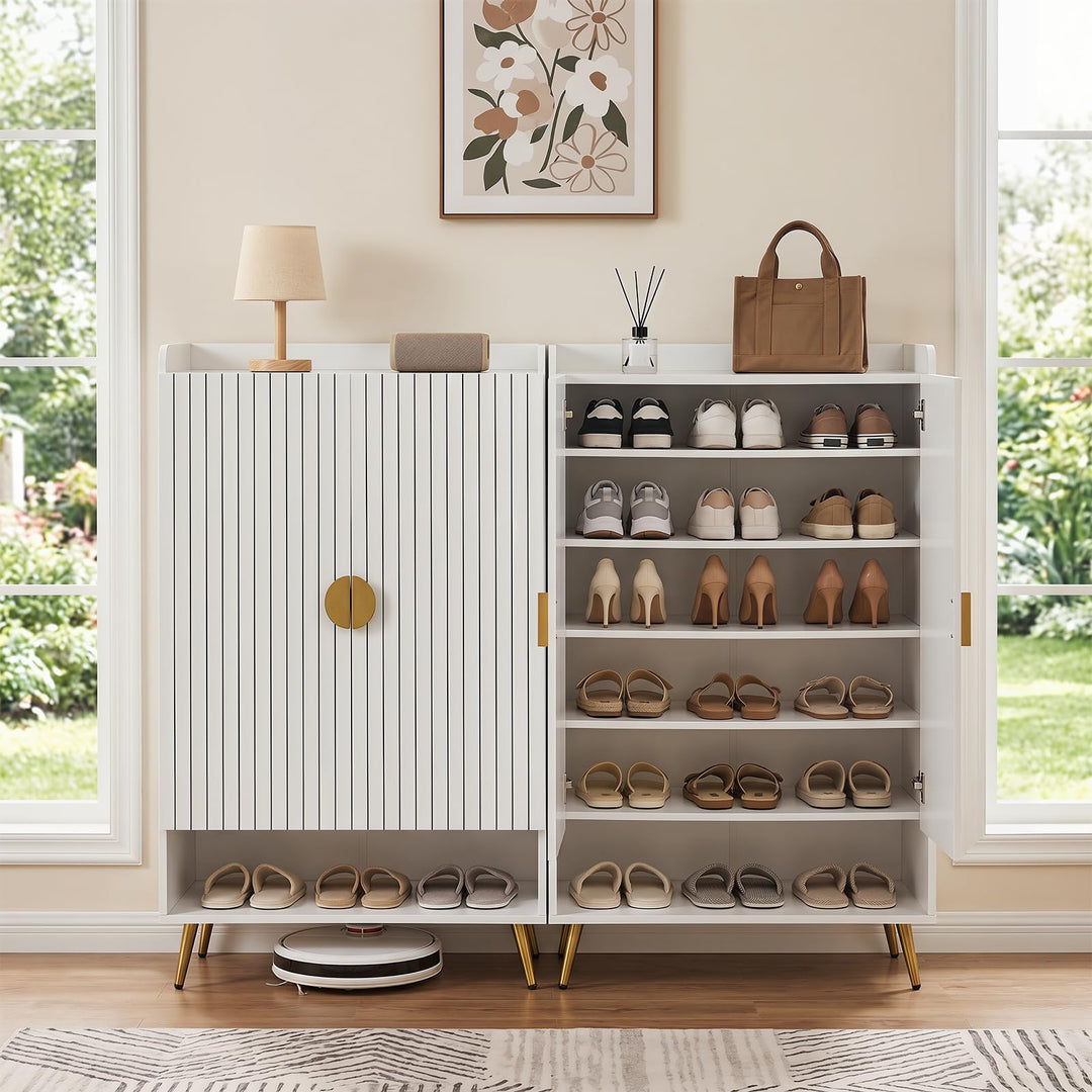 Giantex 7-Tier Wooden Shoe Storage Cabinet w/Doors