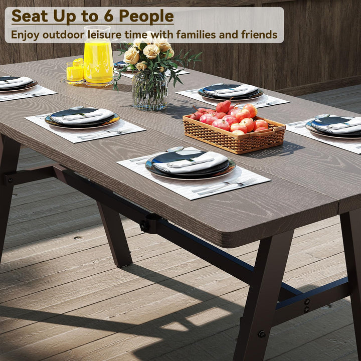 Giantex Outdoor Patio Dining Table with 1.93” Umbrella Hole