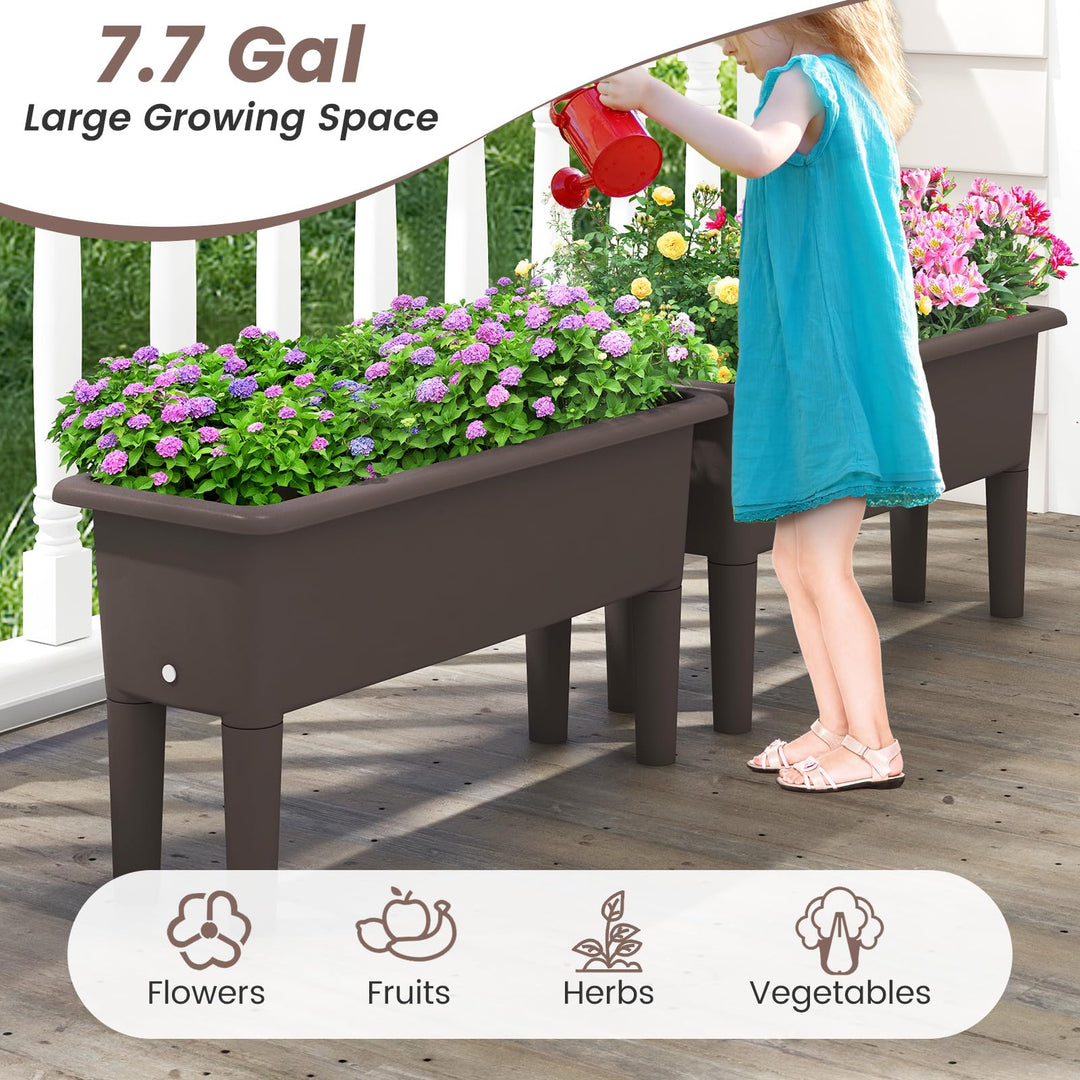 Giantex Raised Garden Beds Outdoor Set of 2, Self-Watering Planter Box with Detachable Legs &amp; Drainage Hole