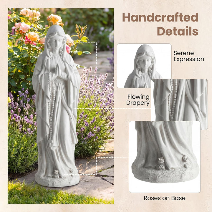 Giantex Virgin Mary Praying Statue 29.5" | Blessed Mother Outdoor Religious Statue with Rosary Beads