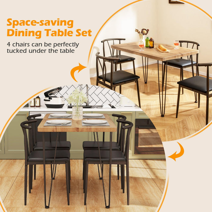 Giantex 5-Piece Dining Table Set | 43-Inches Rectangular Kitchen Table &amp; 4 Armless Chairs with Upholstered Seat
