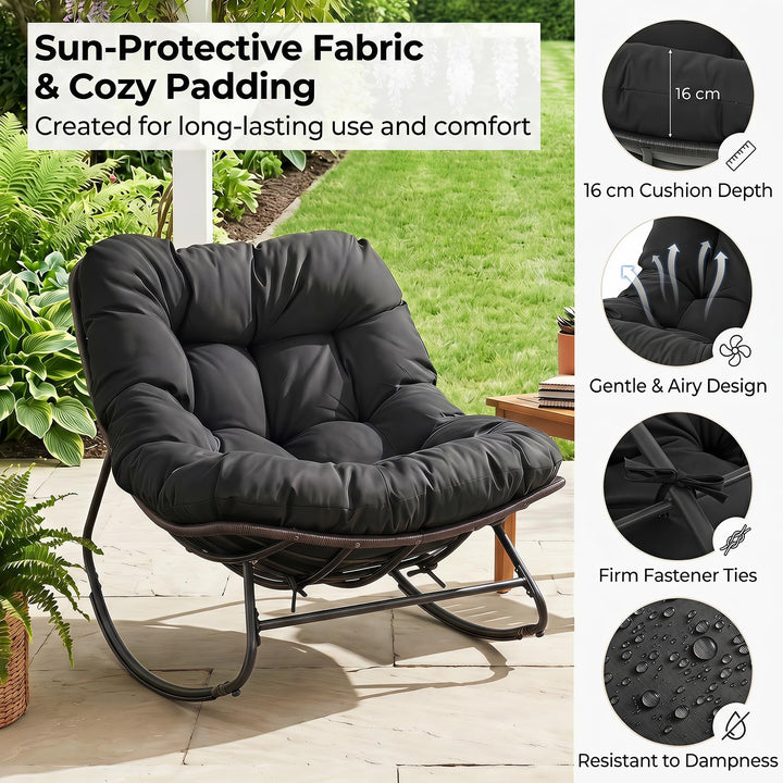 Giantex Oversized Rocking Papasan Chair w/Padded Cushion &amp; Metal Frame