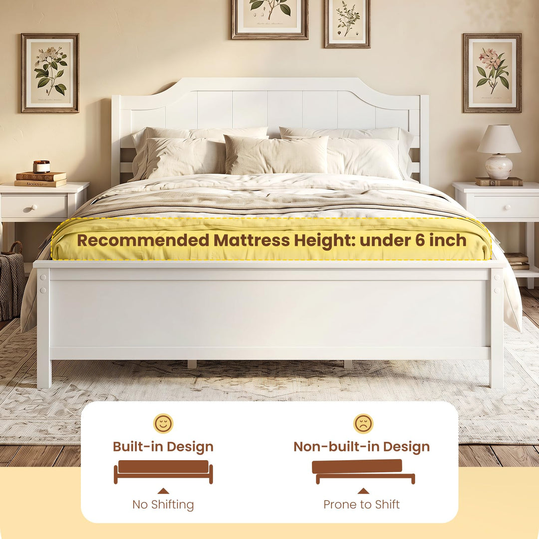 Giantex Queen/Twin/King/Full Size Wooden Bed Frame with Headboard