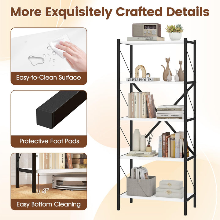 Giantex 5-Tier Tall Industrial Bookcase with Heavy-Duty Metal Frame (1/2)
