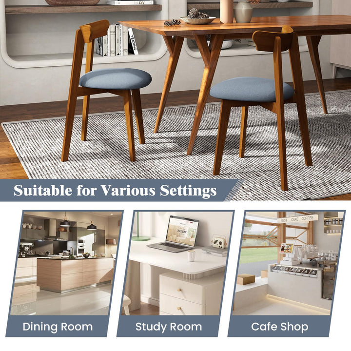 Giantex Wooden Dining Chairs Set, Mid-Century Kitchen Chairs w/Padded Seat &amp; Curved Backrest