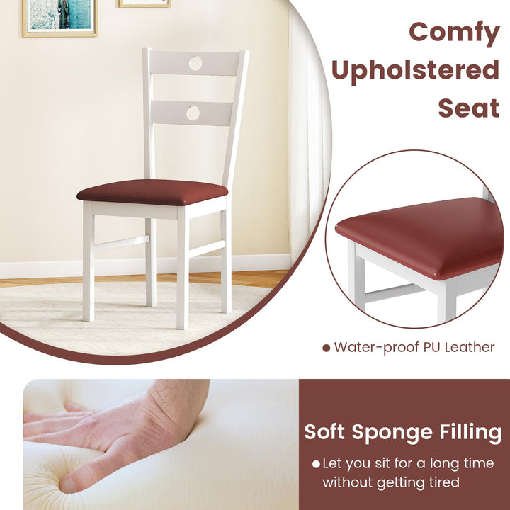 Giantex PU Leather Upholstered Kitchen Chairs w/Hollowed Backrest &amp; Padded Seat