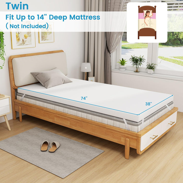 Giantex 3 Inch Twin Memory Foam Mattress Topper, Gel Infused Topper with Removable Cover