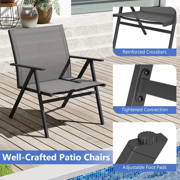 Giantex All Weather Outdoor Dining Chairs w/Sturdy Metal Frame &amp; Breathable Seat Back