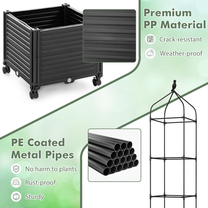Giantex Raised Garden Bed with Tomato Cages, Obelisk &amp; Bird Top